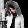 White duck down short student down jacket for women, 2023 winter new style, with a flip-cap, thickened and decorated coat for petite women details Picture